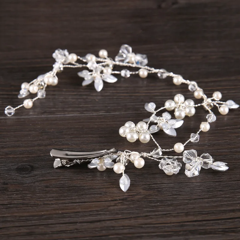 HS3 Haarnadeln Braut Tiara Strass Perle Silber Hochzeit Fasinator Blumen Weiss