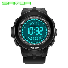 SANDA, модные цифровые часы, мужские военные спортивные часы, водонепроницаемые, светодиодный, цифровые часы для мужчин, часы
