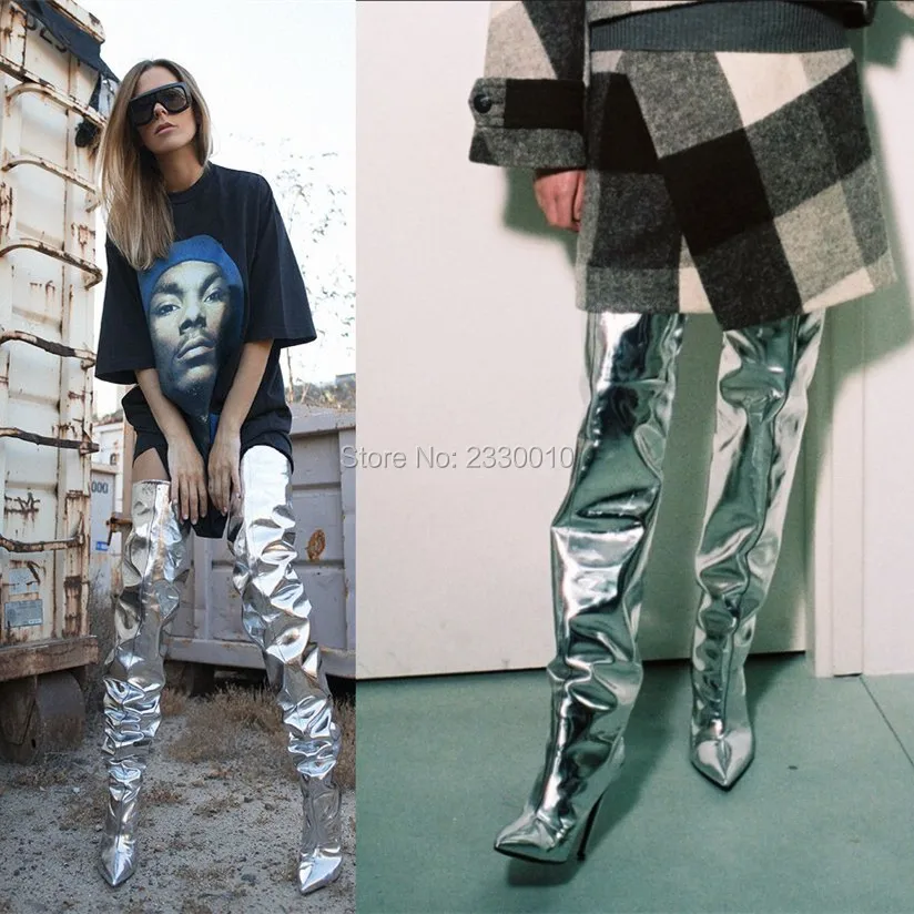 patent leather thigh high boots outfit