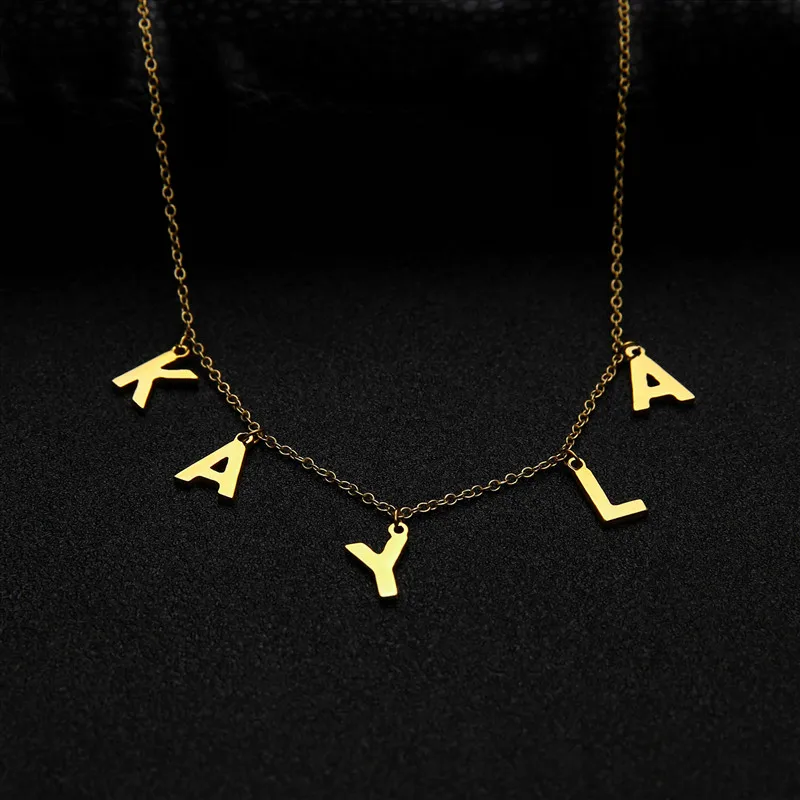 

Sideways Initial Necklace Stainless Steel Custom Letter Necklace Personalized Jewelry Bridesmaid Gifts For Her