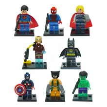 GUSUG 80 шт. строительные блоки супергероя Марвел, Мстители, Халк, Бэтмен, Железный человек, Супермен, Капитан Америка, Человек-паук, детские игрушки