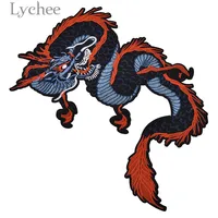 Buy Lychee Chinese Dragon Embroidered Patches Creative Red Blue Applique Handmade Clothes Sewing Supplies Accessories Online - Image 2