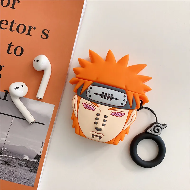 

For AirPods Case 3D Naruto Pain Protective Cover Wireless Earphone Case For Airpods 1 2 Headphone cases with Finger Ring Strap