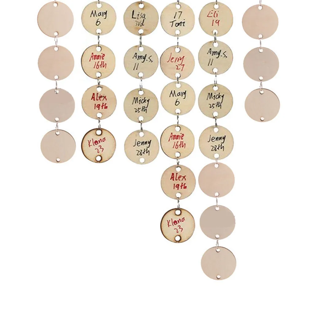 50 шт. ручные DIY календари список запись деревянный кусок украшения дома Кулон Деревянные отверстия ломтики семья день рождения календари