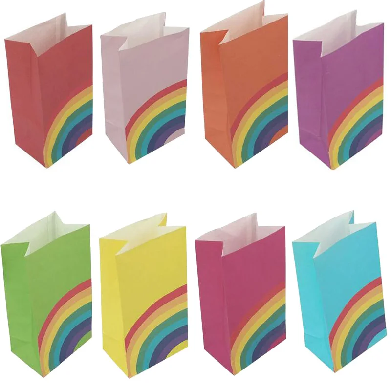 

Rainbow Color Disposable Take Out Containers Oil Proof Food Bread Paper Packaging Bags