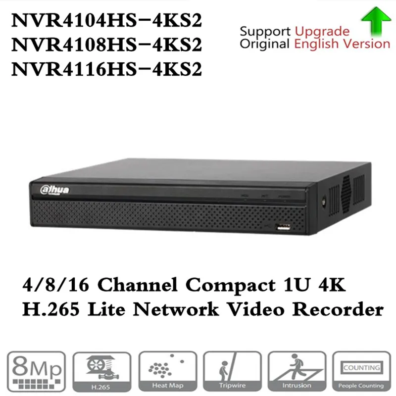 Dahua на английском языке 4k NVR NVR4104HS-4KS2 4CH& NVR4108HS-4KS2 8CH& NVR4116HS-4KS2 16ch без POE сетевой видеорегистратор