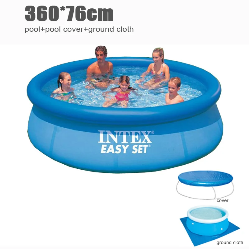 366*76 см, Гигантский Размер, голубой надувной бассейн, семейный бассейн для взрослых детей, утолщенный летний водный бассейн B33004 - Цвет: SET E