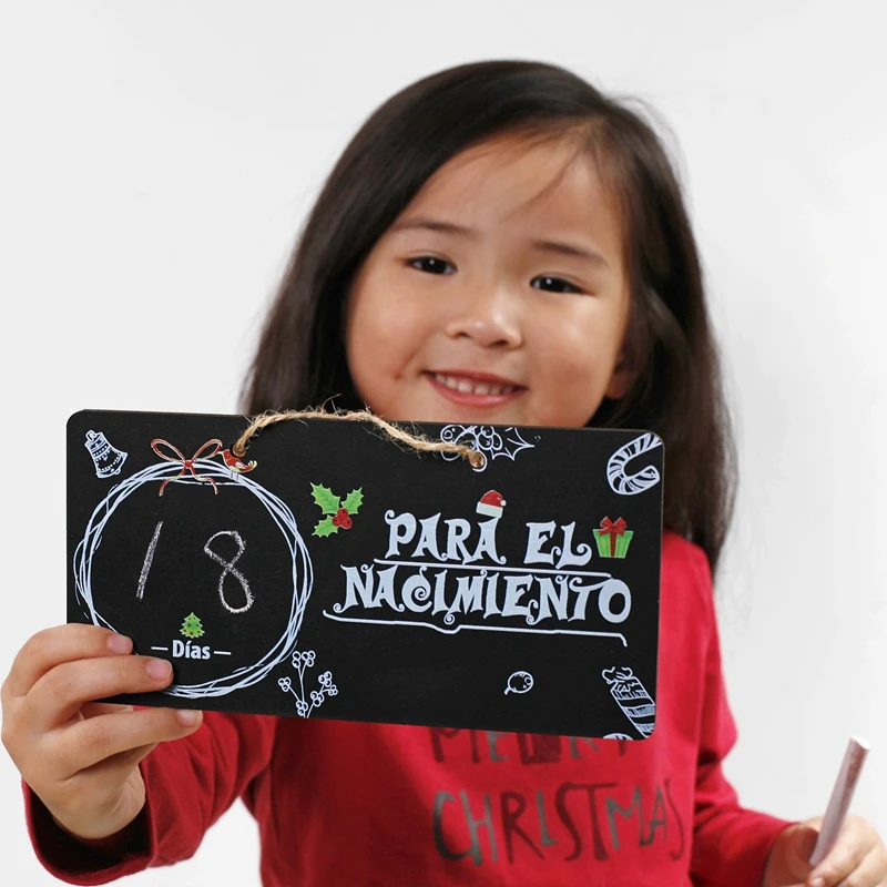

Spanish Advent Calendar Decoracion Navidad Christmas Countdown Decoration Kids BothSide Blackboard Pendant Drop Ornaments Signs