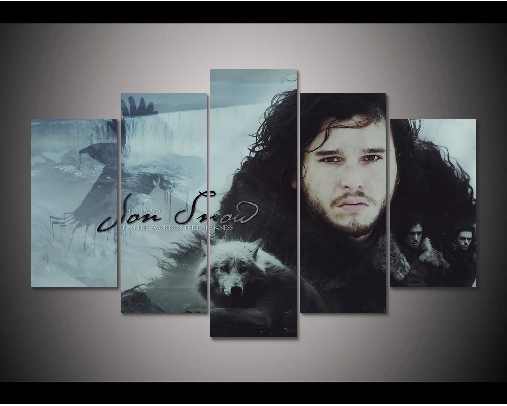 Framed HD Print 5pcs Game of Thrones Jon snow comic canvas wall art