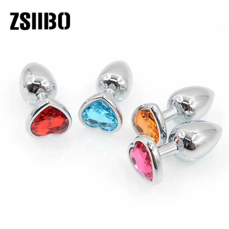 Heart-shaped crystal stainless steel anal plug Anal Beads Crystal Jewelry Butt Plug Stimulator Sex Toys dildo GS18