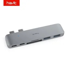 HAVIT USB C Hub PD Charging 40Gb 4K Video Output Thunderbolt 3 Type C Hub SD/MicroSD Card Reader for 2016 MacBook Pro13″15″ T90