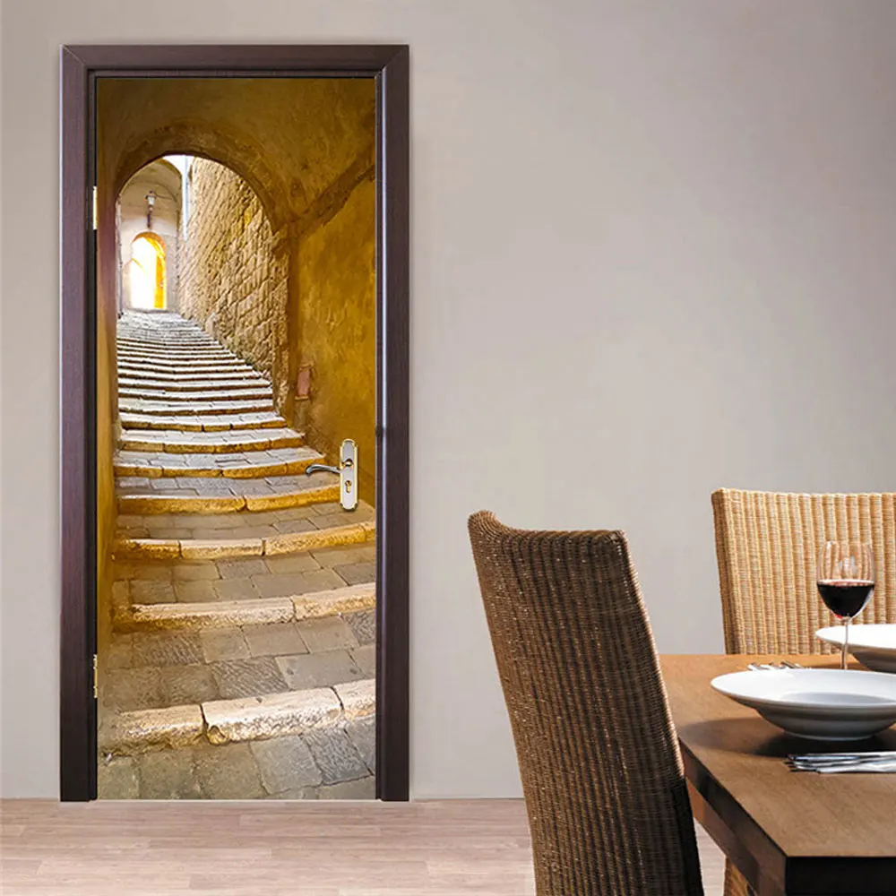

2Pcs/Set Stone Steps Door Art Decor Home Creative DIY 3D Door Stickers Pattern for Wall Room Home Door Decor Decoration Accessor