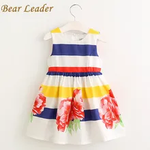 Bear leader/платье для девочек; лето г.; брендовая одежда для девочек; Детские платья; детское платье без рукавов с цветочным рисунком; костюм принцессы; От 3 до 7 лет