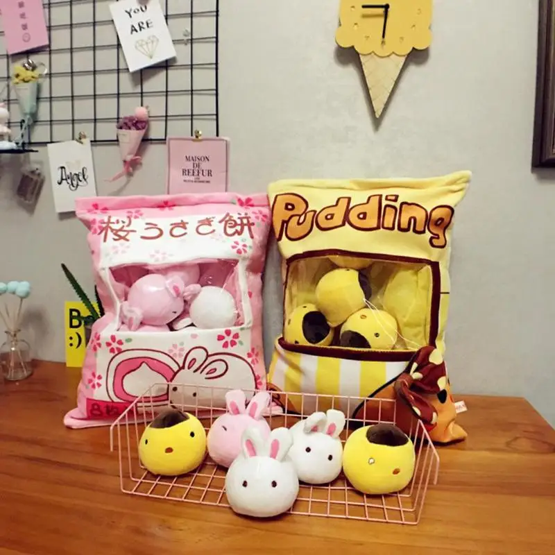 

1 Pc Bag Cute Animal Pudding Plush Toys for Kids Simulation Snack Throw Pillow Cotton Stuffed Plush Figure Animals Child's Toys