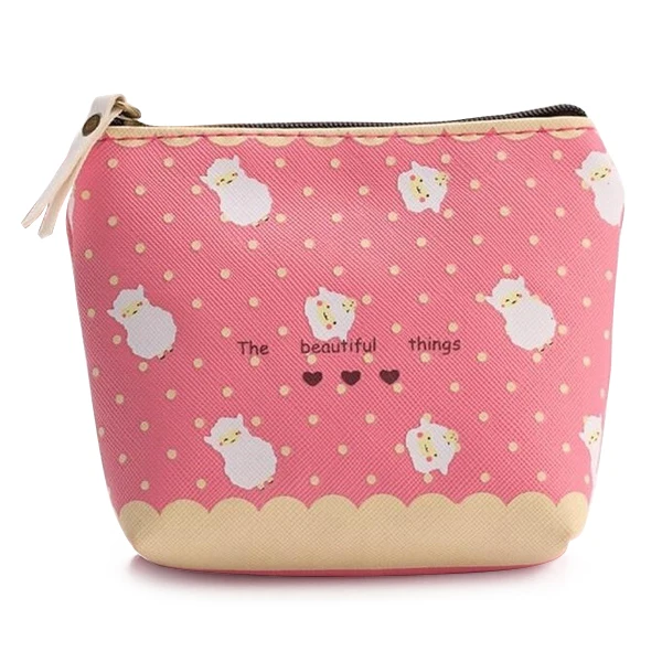 

ABDB Waterproof Zipper Pencil Case Cute A group sheep Portable Key Coin Purse Makeup Bag pink