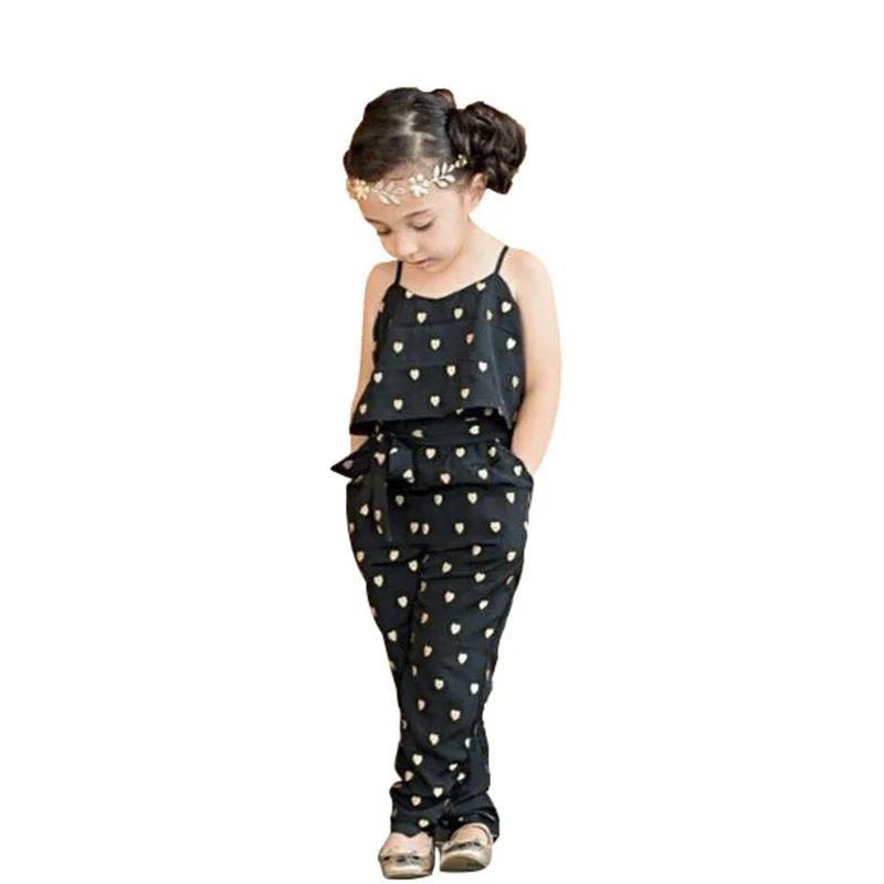 

UNIKIDS children's clothing girls jumpsuit girls use a heart-shaped piece of summer kids overalls Free shipping