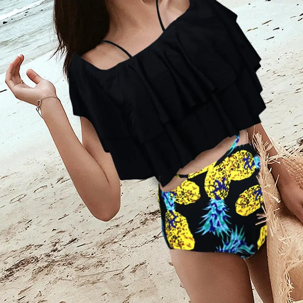 Swimsuit Women's Style 2018 High Waist Print Swimsuit High Waist Slim Waist Female Swimsuit M L XL