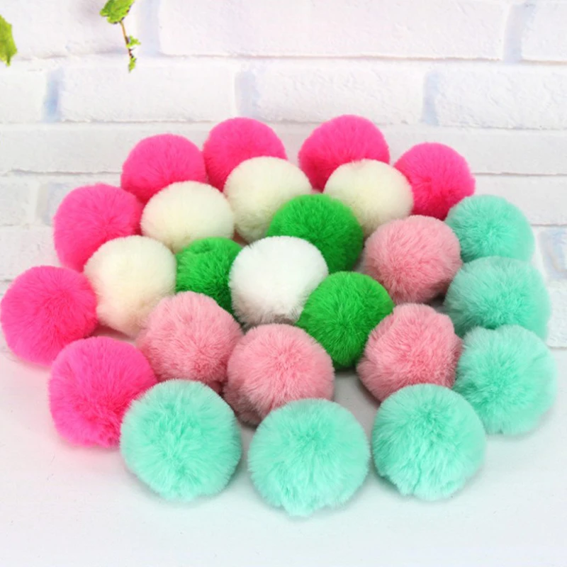 

5pcs/lot Imitation Rabbit Hair Ball Color Anti Fur Ball 4cm 5cm Pompom Plush Ball Clothing Shoes Accessories Key Chain Scarf Pom