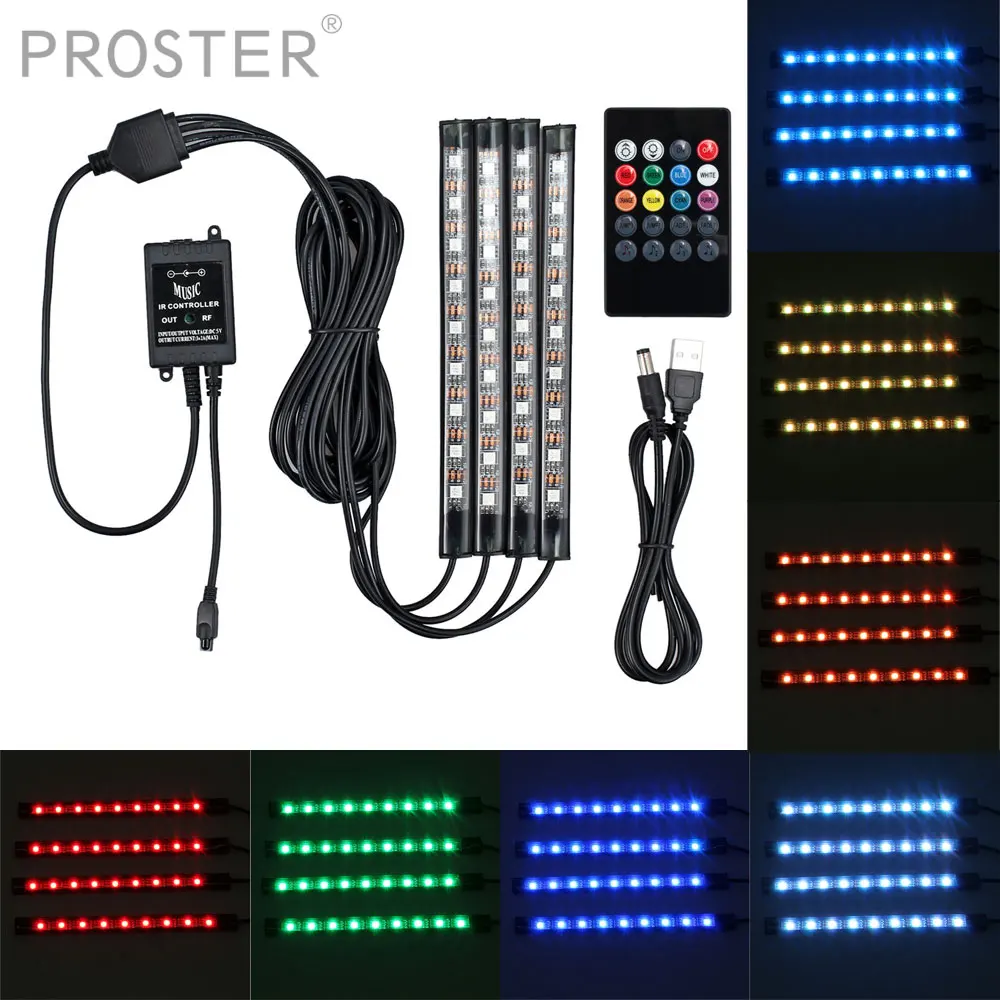 Proster 4X USB Беспроводная Светодиодная лента с музыкальным управлением 8 цветов RGB