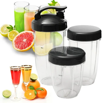 

3pcs/lots Cups 32oz Colossal +24oz Tall&Small Cup +3 Lids Set For Nutribullet Blender