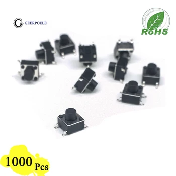 

EP High Quality 1000 piece /lot 6*6*6mm 4 PIN Tactile Tact Push Button Micro Switch Direct Plug-in Self-reset Top Copper SMT