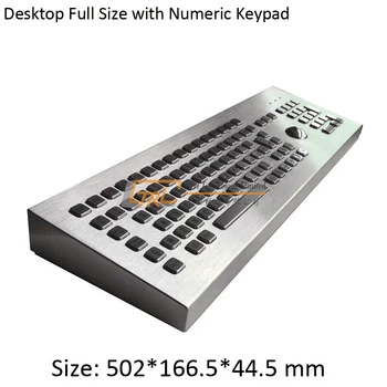 

DESKTOP 103 keys full size stainless keyboard with mechanical trackball and numeric keypad, metallic desktop keyboard