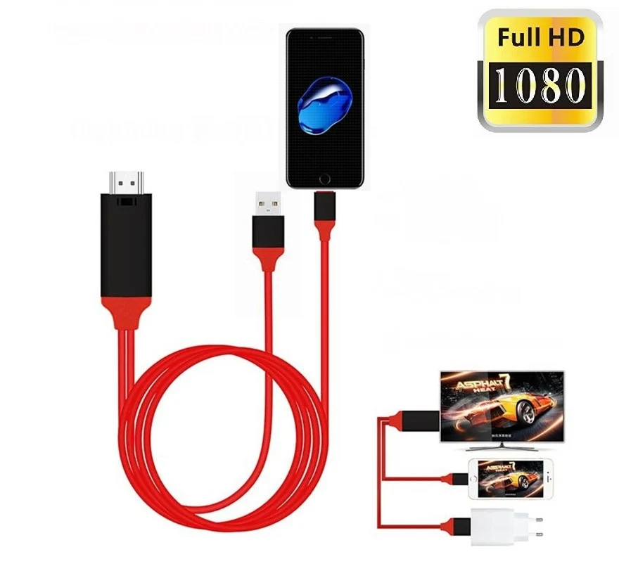 

2M 8 Pin HDMI Cable For Iphone To HDMI HDTV TV Adapter Digital AV Cable 1080P For iPad Pro Air iPhone X Xs Max XR 8 7 Plus 6S