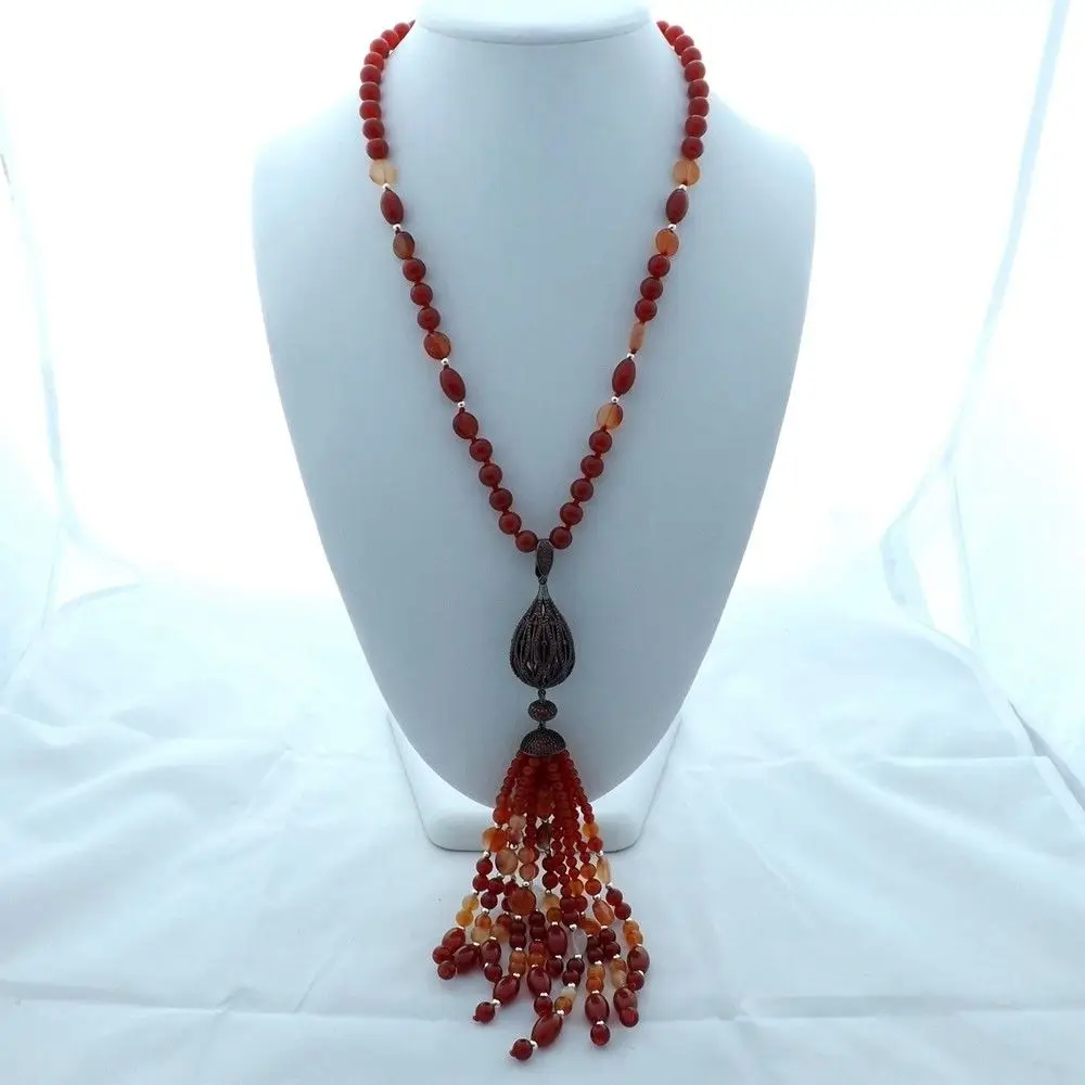 

K122204 23'' Multi Shape Red Gems Stone Necklace