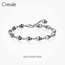 Браслет со звеньями черепа, модные ювелирные изделия 925 пробы серебро унисекс Carpe Diem нестареющий подарок для мужчин и женщин подарок загадочная аура