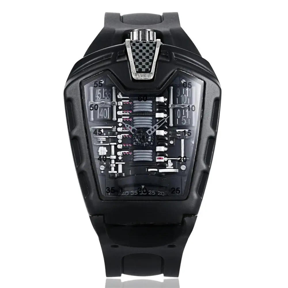 K-724-3 KIMSDUN Мужская мода тенденции личности классические кварцевые часы Роскошные гонки силиконовый ремешок часы повседневные спортивные Relogio - Цвет: K-724-3