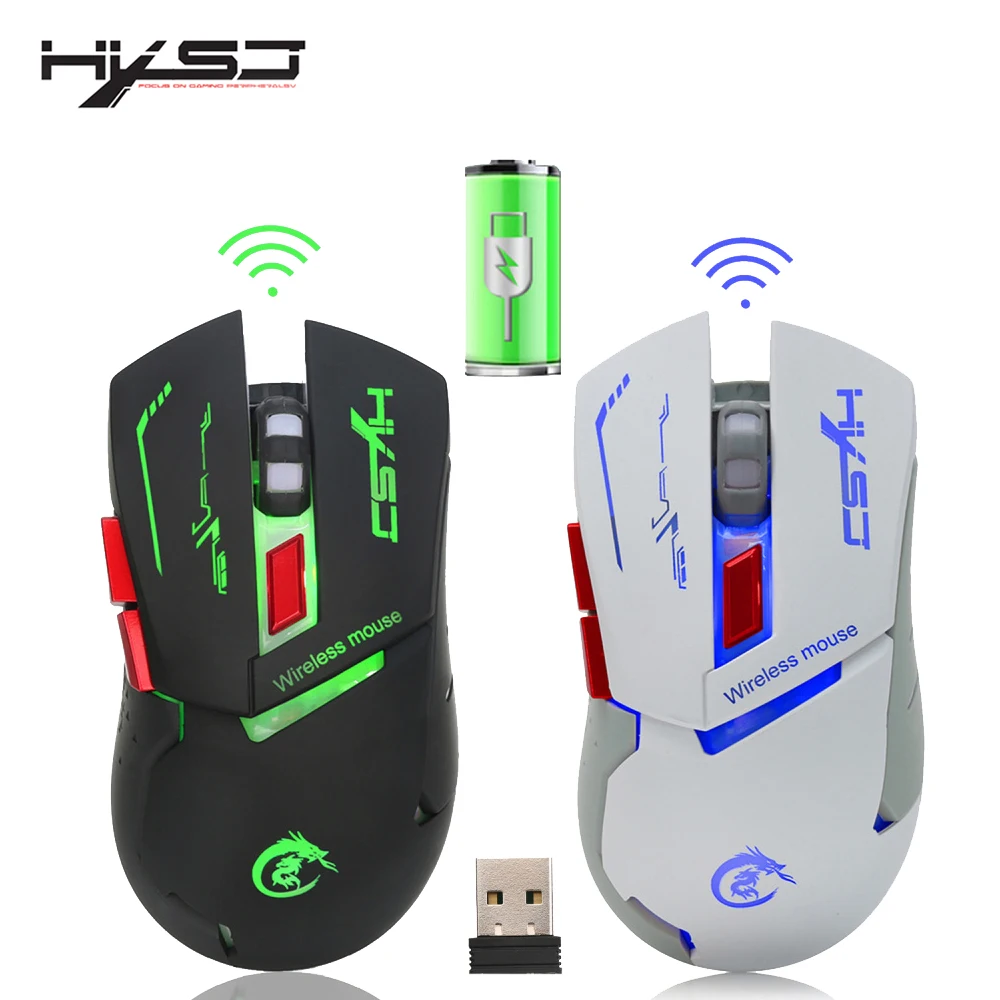 

HXSJ X30 New USB Charging Colorful Luminescence Gaming Gamer Mouse 2400DPI Removable Computer PC Gaming Mouse