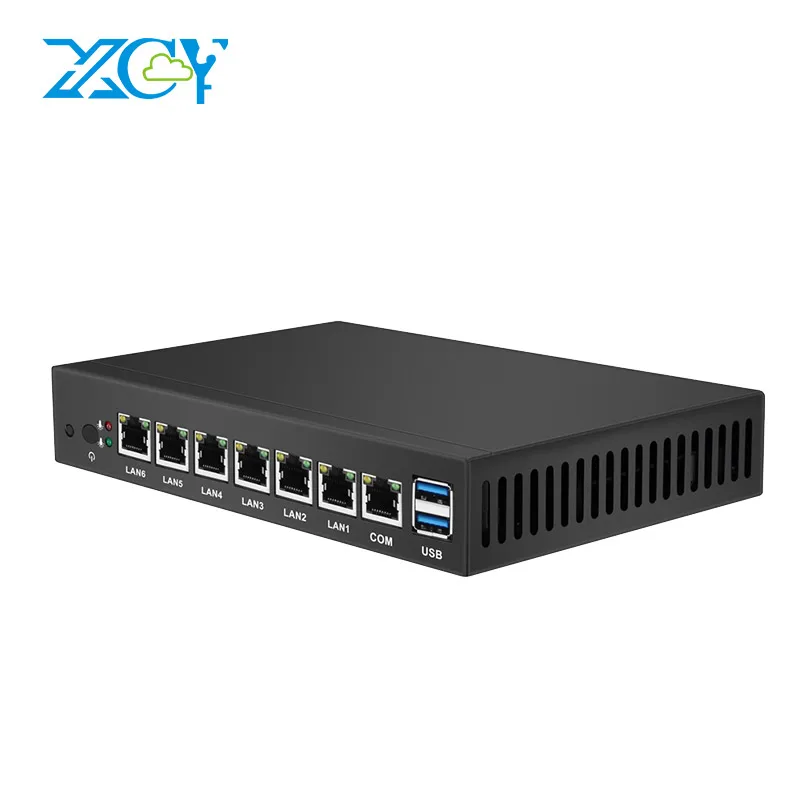 XCY Mini PC 6 LAN Ethernet Gigabit Ports Multiple NIC Run