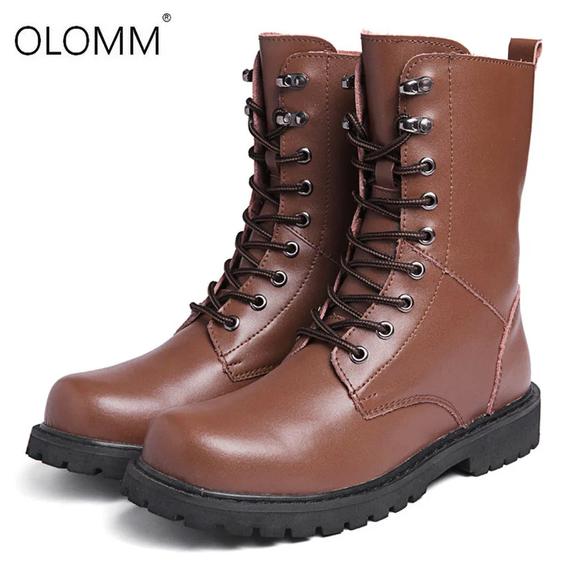 Genuine Leather Men Military Boots Mens Motorcycle Riding Hunting Casual Walking Shoes Designer Desert Botas Hombre Winter Boots