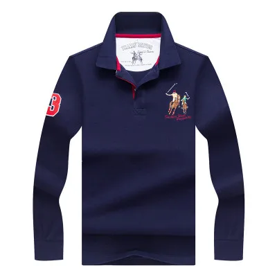 Günstige Polo Shirt Herren Marken 2018 Winter Luxus pferd bestickt Atmungsaktive Camisa Masculina Weiche Baumwolle langarm solide Polo Männer