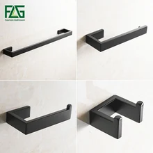 FLG 304 Stainless Steel Bathroom Accessories Set Single Towel Bar,Robe hook,Paper Holder ,4pcs/set Black Bath Hardware Sets G124 aodeyi black sus 304 stainless steel bath hardware set brush holder paper holder towel bar shelf soap dish robe hook