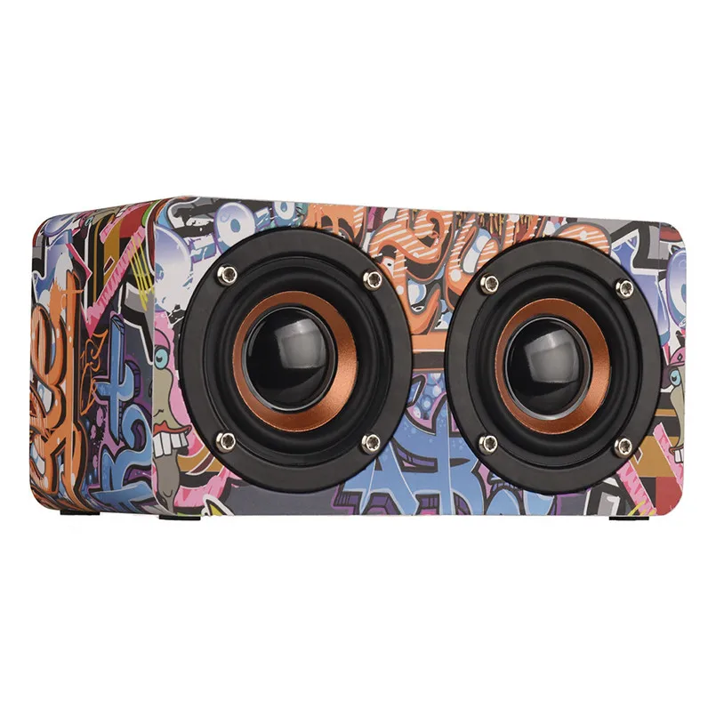 Colourful Bluetooth Speaker Edition Home Wood Bluetooth Speaker Mini 3D Dual Loudspeakers USB Charge Cable 40MR2603