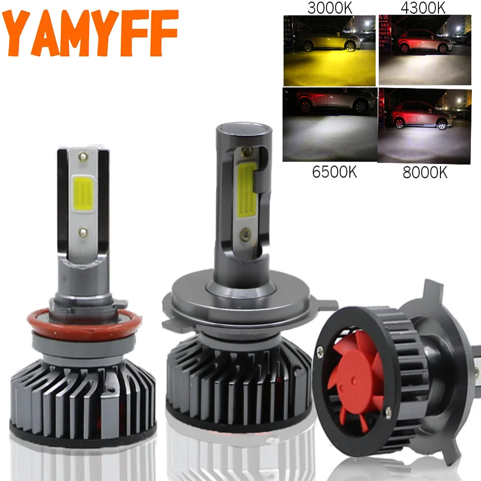 Yamyff H4 светодиодный H7 светодиодный H11 Canbus LED головные фары лампы Автомобильные фары 4300K 8000K 6500K 3000K H3 H1 HB3 9005 9006 880 H27 12V Авто противотуманных фар