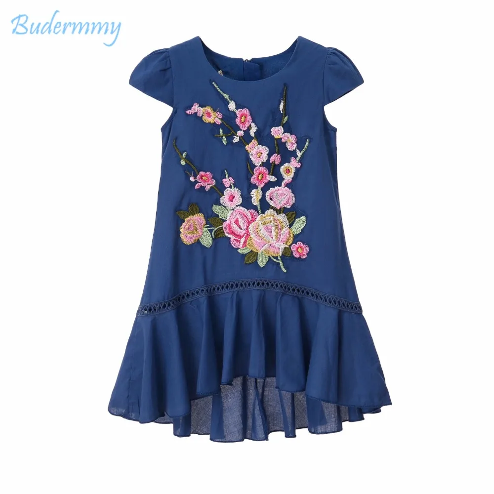 

Flower Girls Dress Cotton Double layer Royal Blue Dress Summer Princess Dress for Girl 3 4 5 6 8 10 Years Kids Clothing Dresses