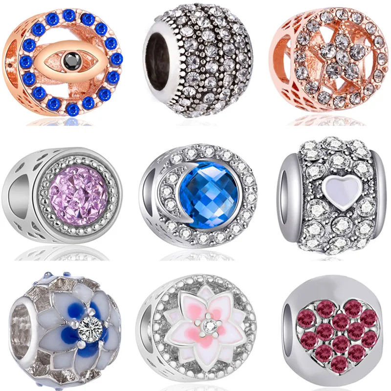 Luxurious Ball Moon Snowflake Rabbit Butterfly Hearts Crystal Beads Fit Pandora Charms Bracelets &amp Bangles for Women DIY Collier |