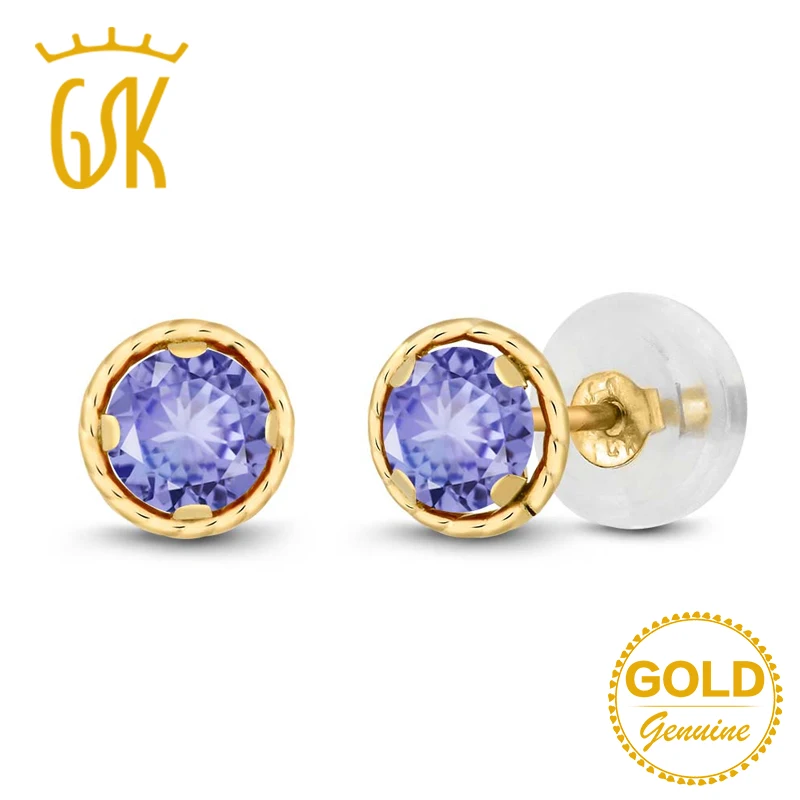 Aliexpress Gemstoneking 0 60 Ct Round 4mm Blue Natural Aliexpress Gemstoneking 0 60 Ct Round 4mm Blue Natural Tanzanite Earrings For Women Solid 14k Yellow Gold Stud Fine Jewelry From Reliable