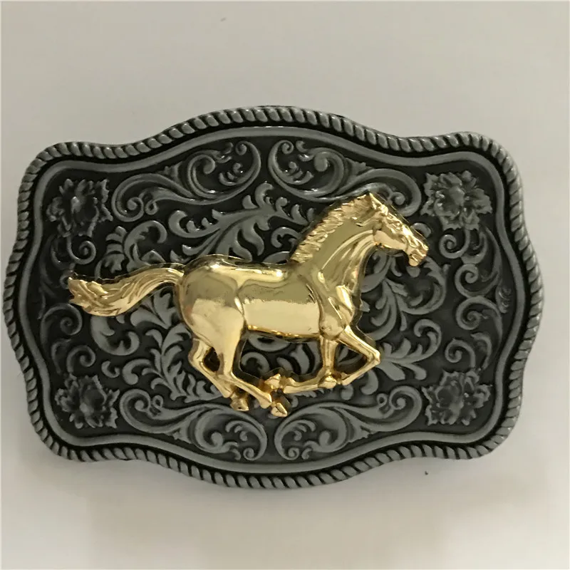 Мужской и женский ремень в ковбойском стиле с металлической пряжкой серебристым
