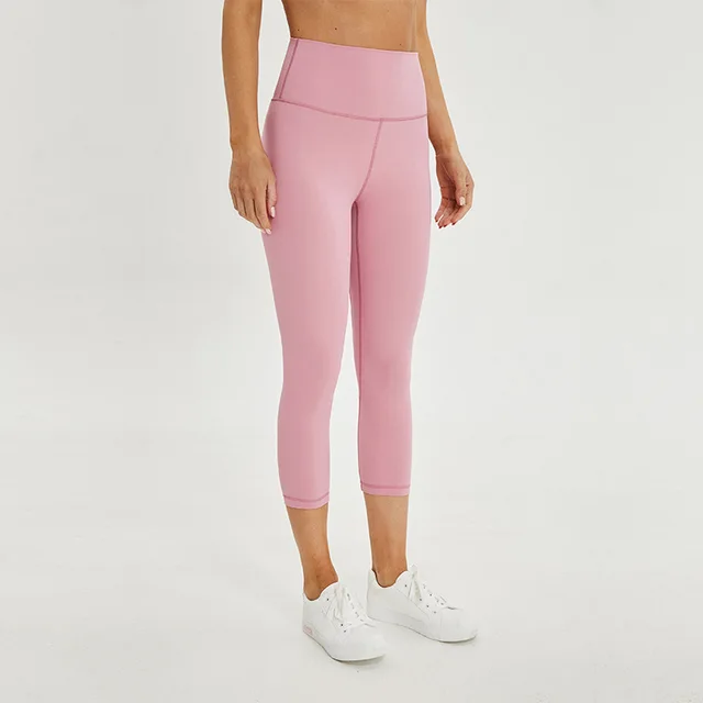 Soft Naked-Feel Athletic Fitness Capri Leggings Women Stretchy High Waist Gym Sport Tights Internal Pocket Cropped Yoga Pants 1