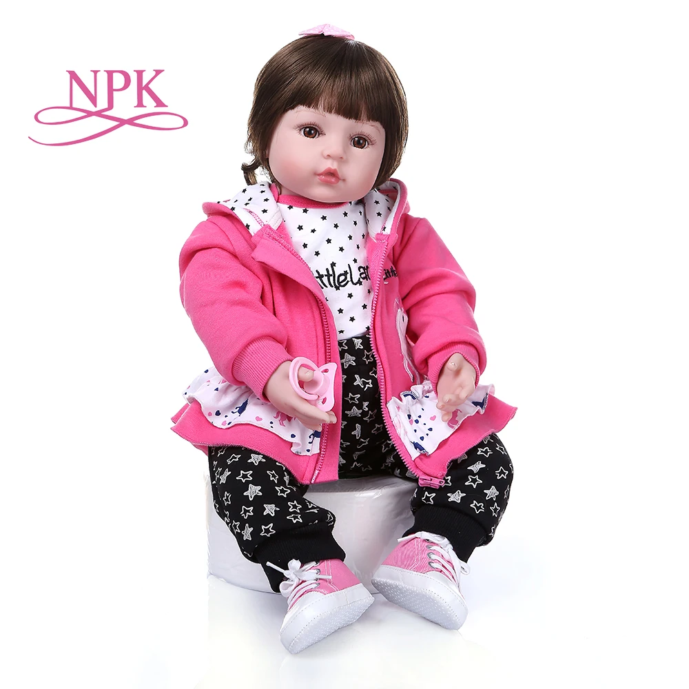 

60CM reborn toddler baby doll with short brown curly hair Realistic new born doll brinquedo menina toys for children