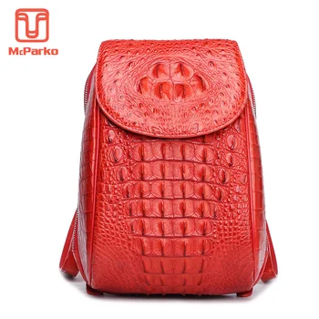 

McParko Women Backpack Ladies Anti Theft Back Pack Genuine Crocodile Leather Backpack Luxury Alligator Bags Women Gift Bagpack