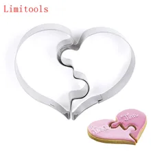 2 шт./набор формы для печенья в форме сердца, левого и правого сердца, формочки для печенья, забавные Пазлы для любви, романтические формы для печенья