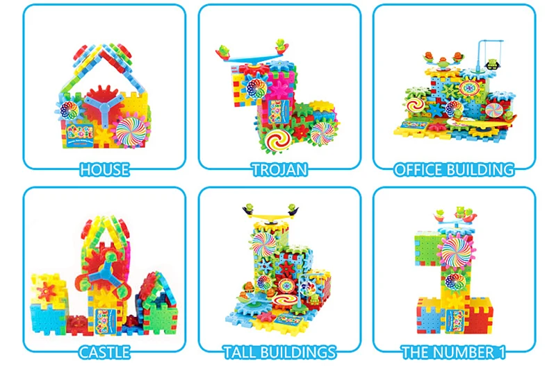 81 шт. Пластиковые Электрические шестерни 3D головоломки строительные блоки наборы DIY кирпичи развивающие игрушки для детей рождественские подарки