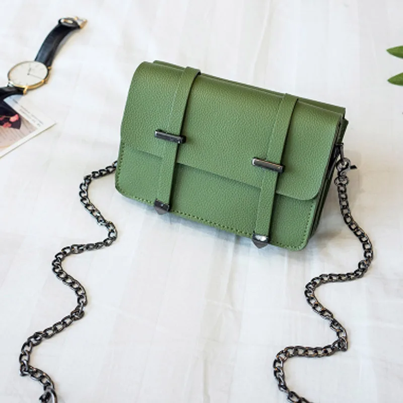 Женская Повседневная сумка из искусственной кожи Bolsa Feminina универсальная стильная сумка-мессенджер для покупок Женская однотонная классическая сумка через плечо - Цвет: Зеленый