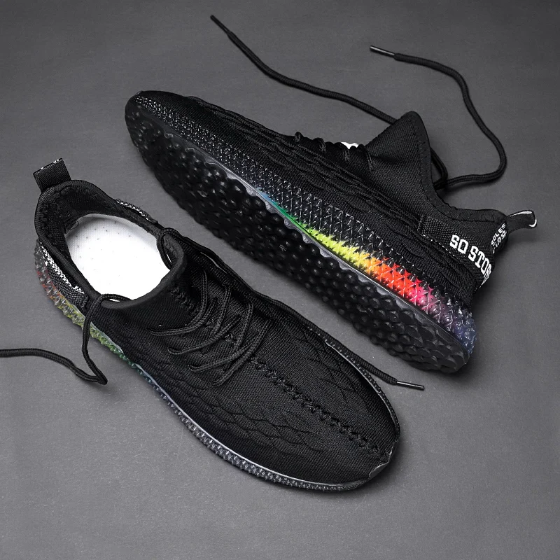 

Hemmyi Mens Shoes Casual Men Sneakers Flyknit Breathable Lace-Up Zapatos De Hombre Comfortable Rubber Sole Male Adult Shoes