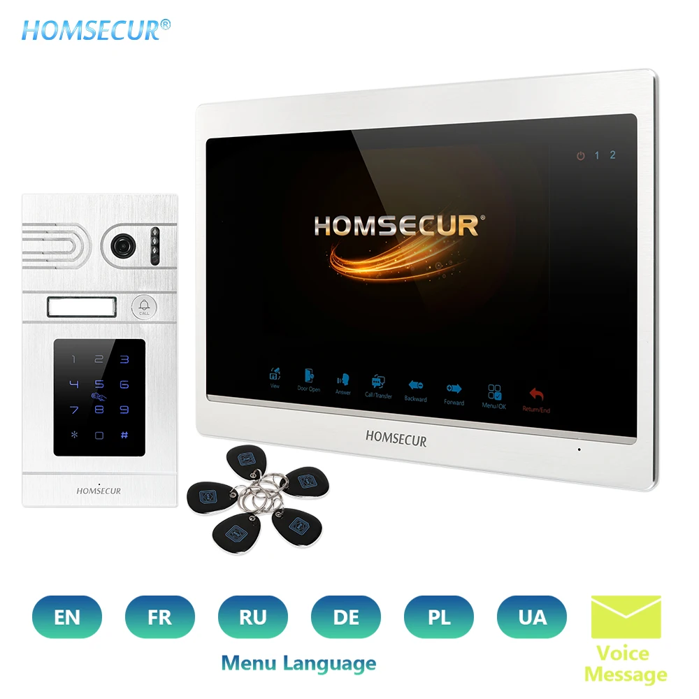 

HOMSECUR 7" Video&Audio Door Intercom Smart Doorbell 1.3MP with Recording & Snapshot for House/Flat BC071HD-S+BM702HD-S