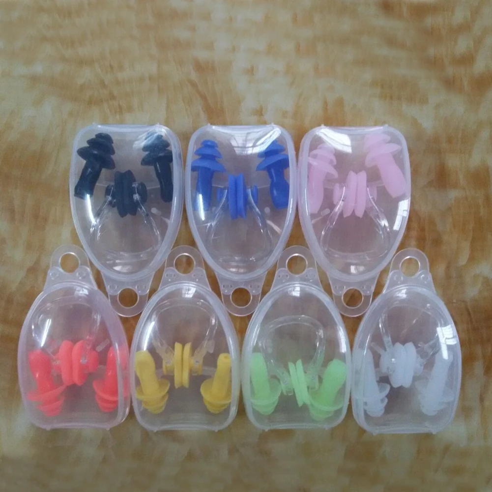 New Arrival Men Women Portable EVA Swimming Diving Ear Plug Nasal Splint Nose Clip Set Outdoor Sports Swim Safety Equipment